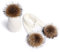 Mütze Beanie Hut Kappe Cap Wintermütze Cap Schal Sets Natur Pom Pom Girl Boy Gestrickte Mützen Skullies Hüte Echter Pompon 56-62Cm Weiß-Sets
