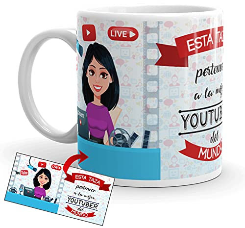 Kembilove Taza de Café de la Mejor Youtuber del Mundo – Taza de Desayuno para la Oficina – Taza de Café y Té para Profesionales – Tazas de Cerámica de Profesiones – Idea de Regalo Original