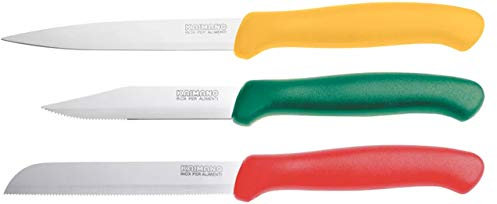 1050718 - KITCHEN TRIO COLORED - 3 PCS SET MADE OF: PARING KNIFE, PEELER KNIFE, VEGETABLE KNIFE