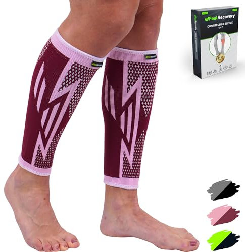 2 Pack Manchons de Compression Homme & Femme - Support de Mollets pour Running, Périostite, Tensions Musculaires et Crampes - Chaussettes Contention pour Jambes - Respirant & Antidérapant