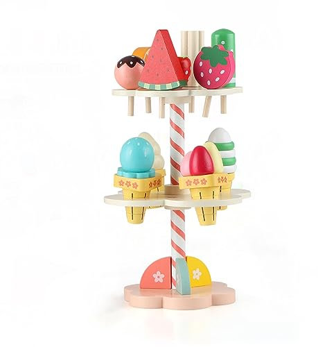 Wondertoys Soporte de madera para helado, juego de cocina de juguete