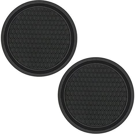 ihreesy sous-Verres en Silicone pour Voiture, 2 Pièces Universel Dessous de Verre en PVC Voiture Porte-Gobelet Caboteur Antidérapant Boisson Dessous de Tasse Auto Intérieur Accessoires,Noir