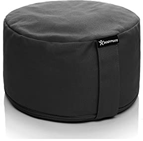 BODYMATE Yogakissen rund 31cm Durchmesser 16cm hoch Schwarz mit Buchweizen-Spelz Füllung – Maschinenwaschbarer Bezug aus 100% extra Dicker Baumwolle – Meditationskissen – Sitzkissen