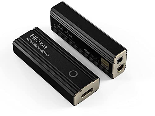 FiiO JadeAudio KA3 Amplificateur de casque USB DAC haute résolution prend en charge 32 bits/768 kHz et sorties casque DSD512 3,5 mm/4,4 mm pour smartphones/ordinateurs portables/PC/lecteurs Noir