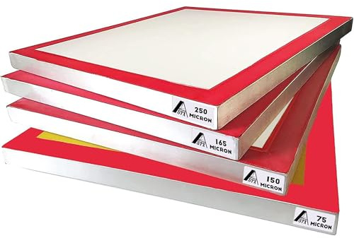 Skärmar i aluminium, storlek 50 x 61 cm försträckt silkes skärmram, torr siktskärm aluminiumram, polyester nätskärm, 4 nätstorlekar -60,90,110,200 (micron motsv. 250, 165, 149, 75)