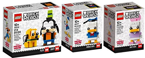Lego Brickheadz Disney Pluto + Goofy (40378), Daisy Duck (40476) & Donald Duck (40377) Exclusive Bundle