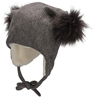 Sterntaler Baby Mädchen Mütze Baby Inka Bommeln Mütze - Mütze Baby, Kappe Kinder - mit Ohrenklappen und Bindeband - dunkelgrau, 47