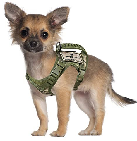 SALFSE Taktisches Hunde-Trainingsgeschirr, Outdoor-Arbeitsweste, verstellbar, Militär, MOLLE-Hundeweste, Geschirr mit Gummigriff (XS (1 Stück, Camo)