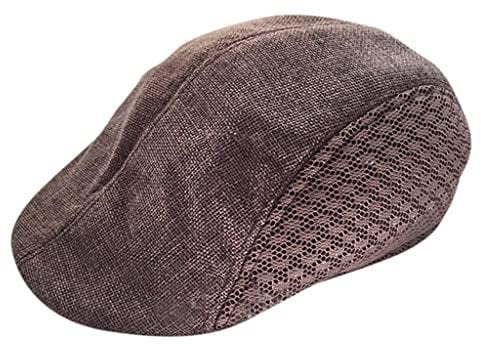 ZHINIAN Leinen-Baskenmütze für Herren und Damen, Netzstoff, Zeitungsjungen-Hüte, Sommer, weich, atmungsaktiv, flache Kappen, Gatsby Efeu, Cabbie, Vintage-Kappen, coffee, One size