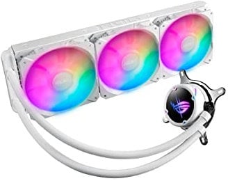 ASUS ROG Strix LC II 360 ARGB White Edition All-in-one AIO Liquid CPU Cooler 360mm Radiator, Intel LGA1700, 115x/2066 and AMD AM4/TR4 Support, Triple 120mm 4-pin PWM Addressable RGB Radiator Fans