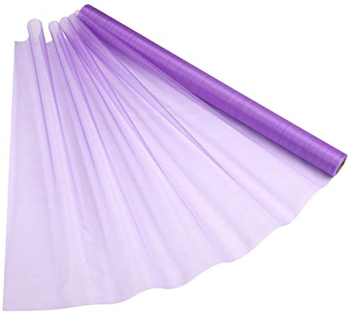 WedDecor 15m x 70cm Snow Sheer Lilac Purple Organza Roll Sash Glitter Fabric for Table Runner Sashes Wedding & Christmas Decoration, Party Favours, Chair Cover Bows, Ribbon Crafting Supplies, 1pc