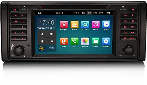 ERISIN 7 Pulgadas 8-núcleos 4GB RAM 64GB ROM Android 14 Radio Coche CarPlay para BMW Serie 5 E39 M5 Soporte GPS Navegación Android Auto DSP Bluetooth WiFi Dab+ A2DP USB TDT OBD2 FM Pantalla táctil