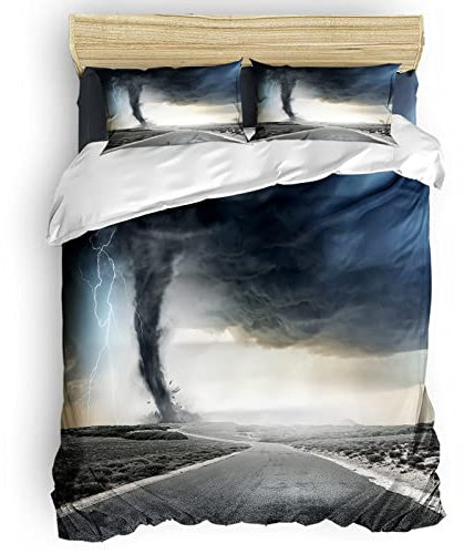 WQIZXCW Tornado Bettwäsche 135x200, 110gsm Microfaser Bettbezug Set 2 Teilig - Weich & Angenehm & Atmungsaktiv, 1 Bettbezüge mit Reißverschluss + 1 Kissenbezug 80x80 cm