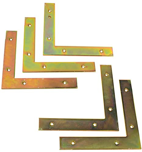 AERZETIX - C58804 - Lot de 5 Équerres d'assemblage et fixation plates 150x150x25x2.5 mm - équerre de cadre - charpente bois porte fenêtre - en acier zingué jaune