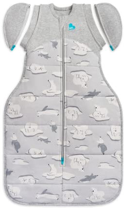 Love To Dream Übergang Pucksack, Baby Schlafsack, Large (8,5-11kg), ideal für kalte Raum Temperaturen (< 16°C), Arme hoch, zweiweg-Reißverschluss für einfaches Windelwechseln, abzippbare Flügel, Grau