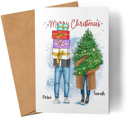 Kiddle-Design Weihnachtskarte Paar Pärchen Frohe Weihnachten Couple Karte Personalisiert Grußkarte Faltkarte Geschenkkarte als Weihnachtsgrüße Gutschein