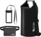 KYG Bolsa Estanca Impermeable 5L/10L/20L Set de Mochila Estanca con Funda de Móvil y Bolsa de Cintura, Bolsa Seca para Playa y Deportes al Aire Kayak Senderismo Esquí Pesca Escalada 5L Negro