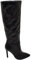 Malu Shoes Stivali alti donna al ginocchio in pelle nero a punta tacco a spillo 12 cm zip lunga aderente moda linea Basic (37 EU)