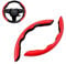 Auto Lenkradabdeckung, Universal Segmented Lenkradschutz Kohlefaser Lenkrad Abdeckung, 2 Stück Anti-Rutsch Lenkrad Booster Cover(rot)