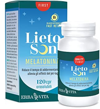ERBA VITA Lietoson Melatonina integratore per favorire l’addormentamento e diminuire gli effetti del jet-lag