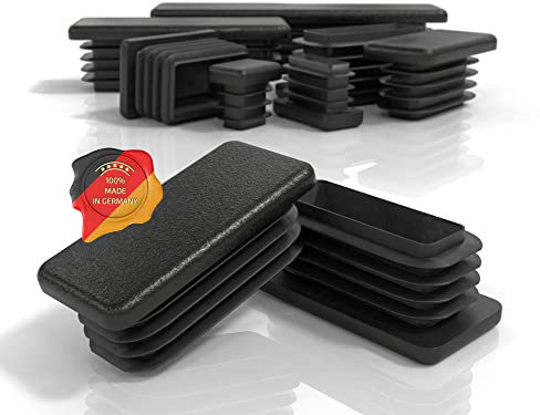 PD® Lamellenstopfen 60x40 mm für Vierkantrohr - Endkappen Rechteckig aus PE Kunststoff - Rohrstopfen zur Rohrabdeckung von Stahlrohr, Edelstahlrohr, Alurohr & Aluprofil - Rechteckstopfen - 10 Stück