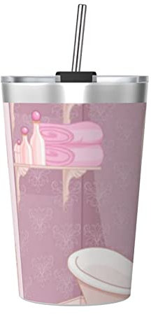 Interior of Bathroom Tumbler Stainless Steel With Lid And Straw, Insulated Coffee Travel Mug For Hot & Cold, Reusable Cup - 340.2 g