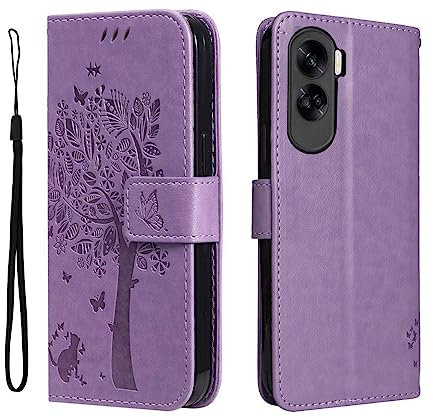 PEIYE Funda para Honor 90 Lite, Cover de Cuero PU con Cáscara de TPU, Ranura para Tarjeta, Soporte Plegable, Cierre Magnético, Case Tapa Libro -Lavanda