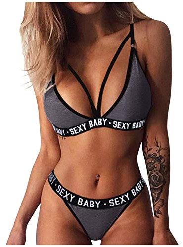 Rpporm Damen Dessous Set Sexy Reizwäsche 2-teiliges BH und Slip Babydoll Lingerie Nachtwäsche Bralette Unterwäsche 2 Stück Höschen Set für Frauen