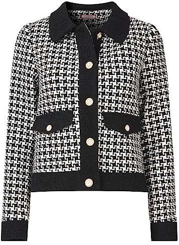 Joe Browns Cropped Monochrome Check Collared Jacket Veste décontractée, Noir/Blanc, 38 Femme