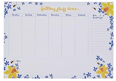 Marie Curie Wochenkalender Narzisse & Biene, limitierte Auflage, 75. Jahrestag, 52 Blatt zum Abreißen