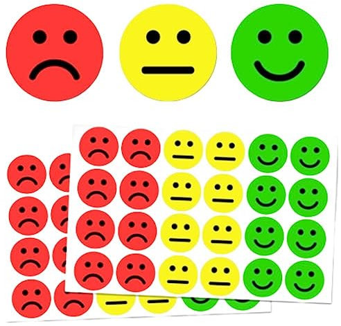 LJFEA 600 Stück Stimmungsaufkleber, fröhliche, traurige Aufkleber, Smiley-Aufkleber, rot-gelb-grüne Aufkleber, geeignet für Tagebuch