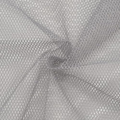 STOFFKONTOR Mesh Netzstoff Stoff - Meterware, Farbe Grau - Öko-Tex Standard 100- zum Nähen von Bekleidung, Innentaschen, Insektenschutz usw.