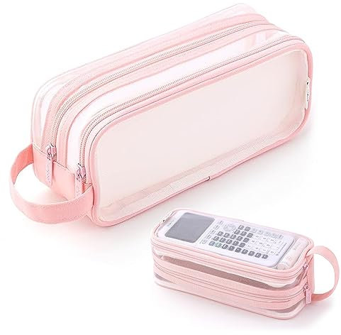 X SIM FITNESSX durchsichtig Federmäppchen Mäppchen Teenager Federtaschen Groß Etui Schule Big Pencil Case Büro Federtasche Erwachsene Transparent (Pink)