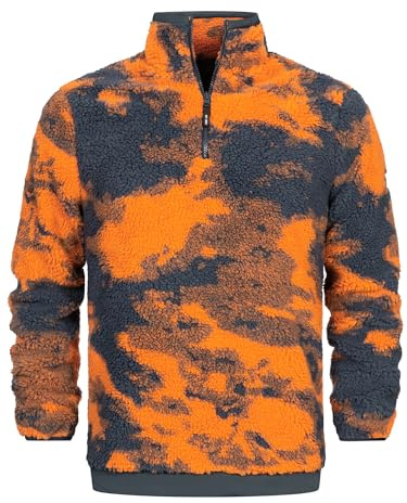 Indicode Herren INSofiane Fleece-Pullover mit Stehkragen & Reißverschluss | Herrenpulli Sweater für Männer Russet Orange, XL