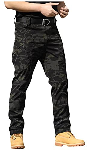 Pantalon Cargo Homme, Pantalon De Travail Homme Sportswear Cargo Militaire Treillis Jogging Pantalon Jogging Homme Ski Femme Noir Schilddrüsenschutz Moto Hiver Blazers Vêtements (A012,XXL)