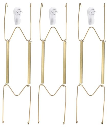 QUARKZMAN 6pz Gancio per Piatti, Ganci per Piatti da Parete in Acciaio Inossidabile da, 14 Pollici Con Ganci Decorativi da Parete e Protezione per Punte per Piatti Decorativi e Arte