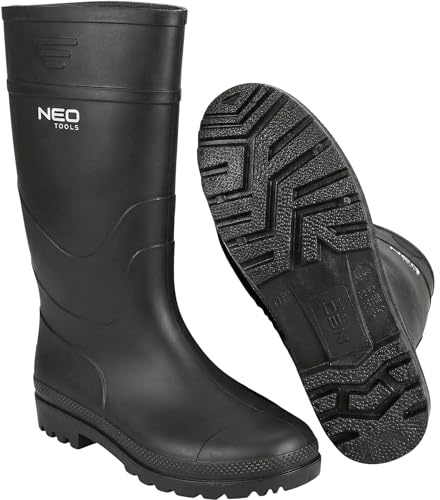 NEO TOOLS Gummistiefel, Gumischtifel unisex Wasserdicht Rain Boots | Gartenstiefel Atmungsaktiv Gummistiefeletten Wasserdichter Angelstiefel Schwarz, 39-46