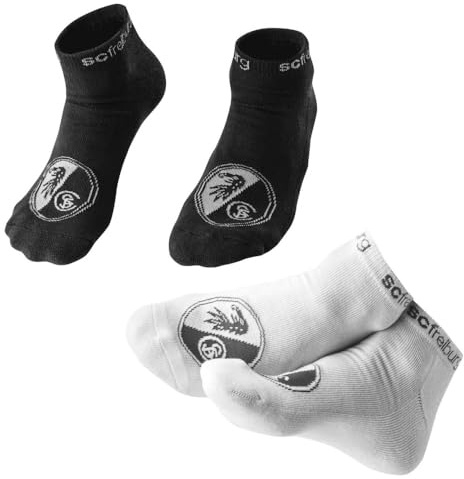 SC Freiburg Sneaker Socken - 2er Set - schwarz & weiß Sneakersocken
