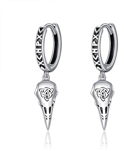 Wikinger Ohrringe S925 Sterlingsilber Wikinger Raben Ohrringe Schmuck Geschenke für Männer und Frauen