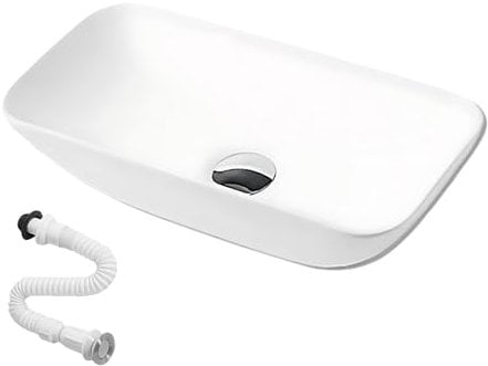MAGIC SELECT Lavabo en Céramique, Vasque a Poser Blanc, Lavabo de Toilette Anti-Taches, Facile à Nettoyer avec Connexions Standard. Idéal pour la Cuisine ou la Salle de Bain. (48x23,5x11,5 CM)