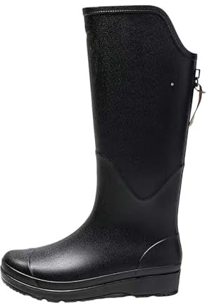 FNKDOR Stivali di gomma unisex da uomo e da donna, impermeabili, antiscivolo, con cerniera posteriore, Nero , 39 EU