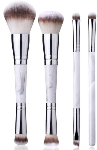 Foundation Pinsel Dual Head Contour Bronzing Makeup Pinsel, 2-In-1 Abgewinkelter Flacher Concealer, Creme, Rouge, Make-Up Blush (grau)