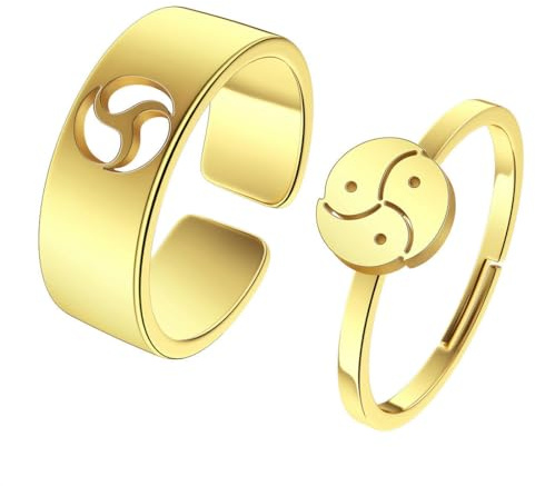 Caiduoduo Ringe Set Edelstahl Paarring Persönlichkeit stilvoll,gold
