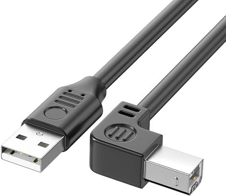 Printer Cable 1.5M,USB Printer Cable 90 Degree USB 2.0 A Male to B Male Printer Scanner USB B Cable Cord with 480Mbps High Speed Printing,1.5M (Right Angle)