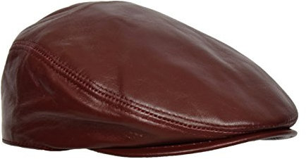 A1 FASHION GOODS Flache Kappe aus echtem Leder für Herren, englische Mütze, lässige Outdoor-Kopfbedeckung, Louis, burgunderfarben, S