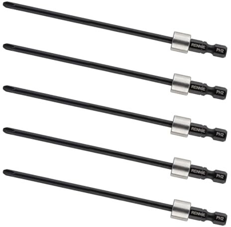 5 x Rennie Tools 130mm Long Compatible with Makita DFS452 DFS250 PH2 Autofeed Collated Drywall Screwdriver Gun Bit Heavy Duty Phillips No.2