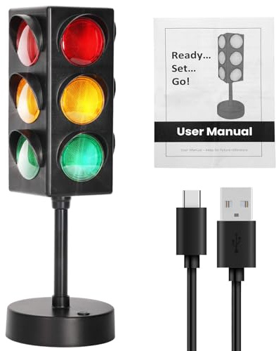 Aekops 27,9 cm lange Ampellampe mit Sockel für Raumdekoration, Bremslicht-Lampe mit Farbwechsel- und Blinkmodi, Ampel-Schreibtischlampe für Schlafzimmer, Klassenzimmer, Party-Dekorationen, 1 Stück