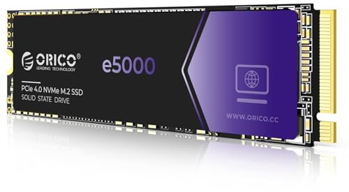 ORICO e5000 1TB M.2 NVMe SSD, PCIe Gen4x4 mit 5100MB/s Lesen 3600MB/s Schreiben, 3D QLC NAND Internal Solid State Drive SLC Dynamic Cache, kompatibel mit Desktop PC und Laptops