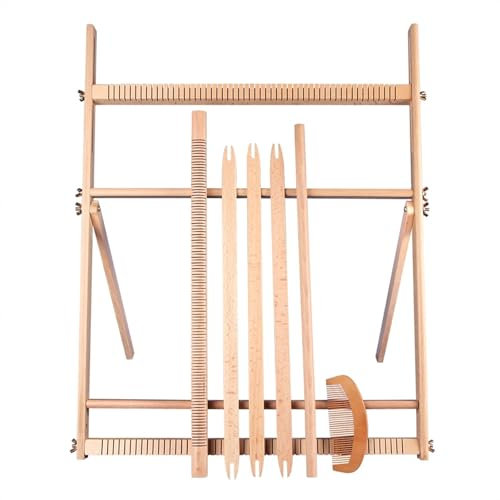 QAUUCP Webrahmen Webstuhl-Set mit Ständer, großer Webstuhl for Wandteppiche, Webrahmen, Webstuhl, Webstuhl-Werkzeuge, 60 cm