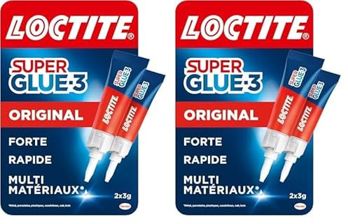 Loctite Super Glue-3 Original - Colle Forte et Résistante de Haute Qualité, Liquide Tous Matériaux, Transparente à Séchage Rapide - 2 Tubes 3 g (Lot de 2)